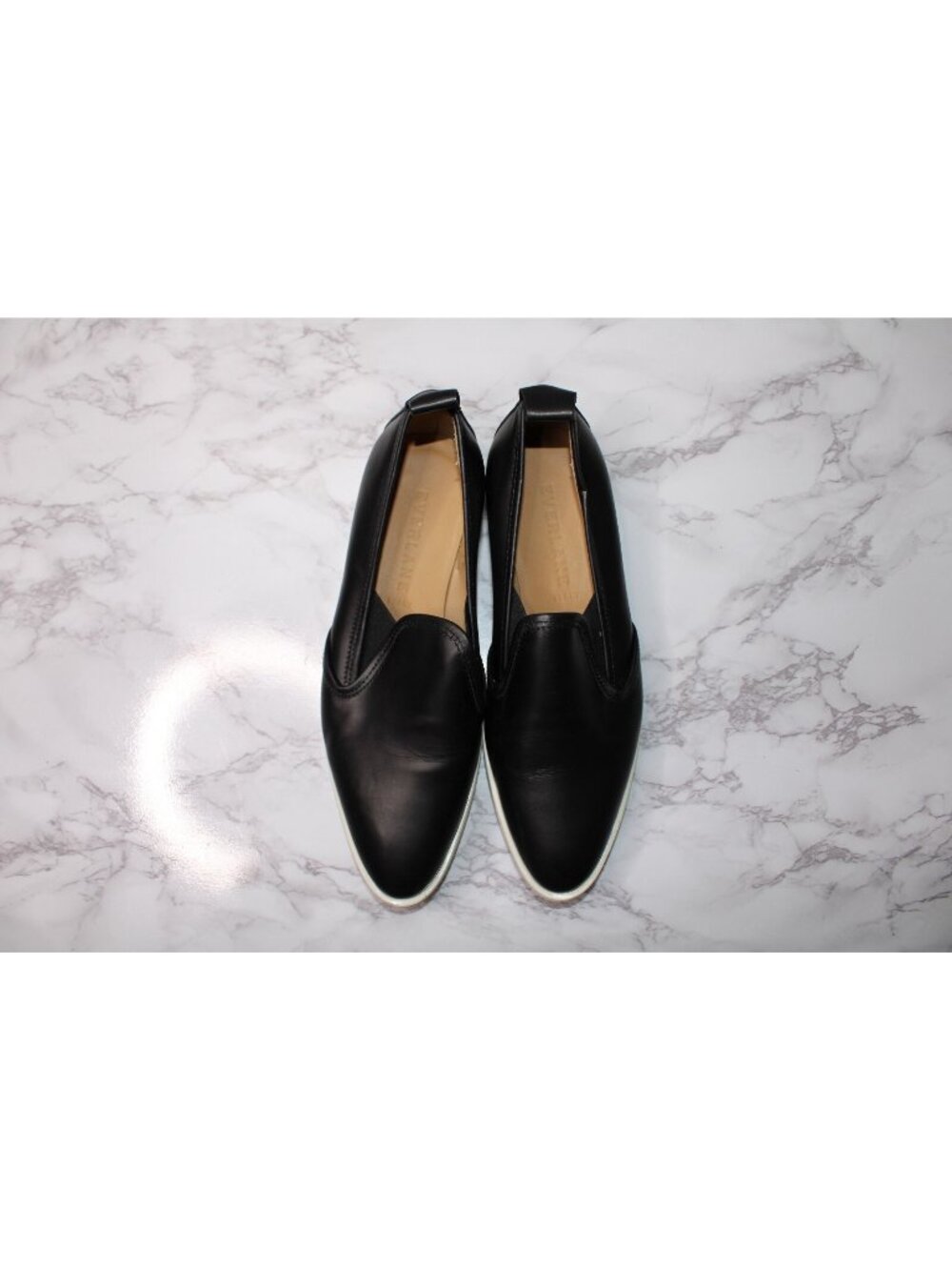 Everlane Womens TheLeather Sneaker Black Sz 8.5